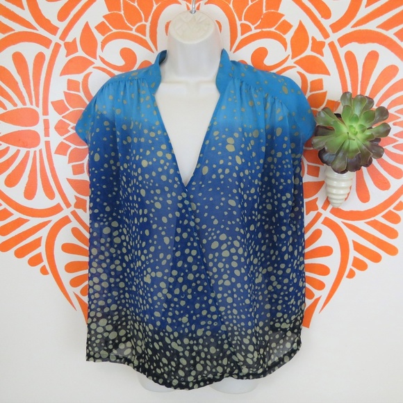 CAbi Tops - CAbi Sheer Blue Flowy Wrap Blouse